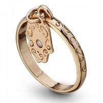 Gold Hamsa Ring with Diamond